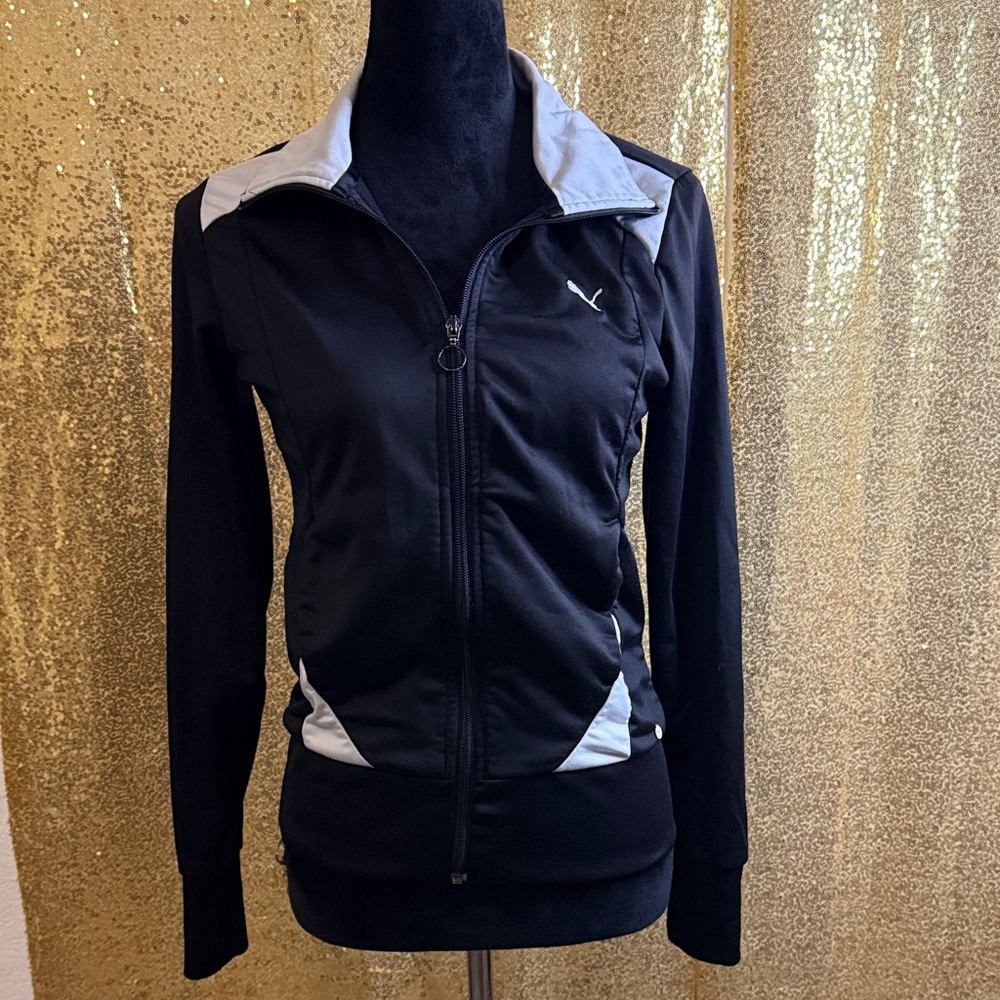 Puma Women's Black Bomber Jacket with White Accents